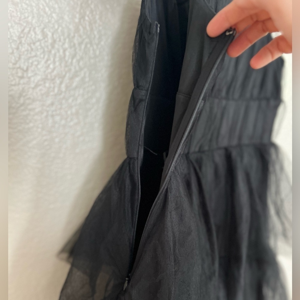 NWOT Tulle For Love Black Mesh Tulle Tiered Ruffled Maxi Dress - Picture 7 of 10